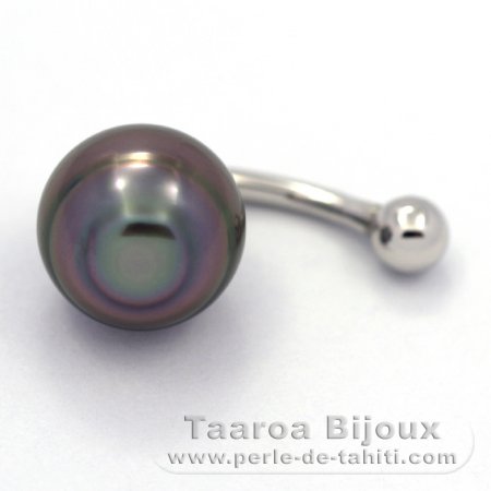 Piercing em Prata e 1 Prola do Tahiti Anelada B 11.1 mm