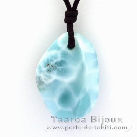 Colar em Algodo e 1 Larimar - 32.2 x 22.4 x 8.9 mm - 9.3 gr