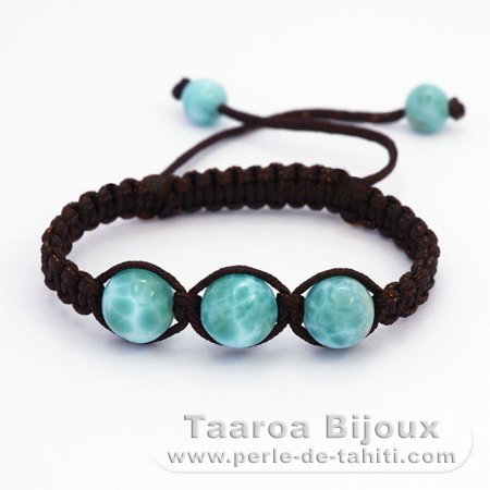 Bracelete em Nylon e 5 Larimar - 5.4 gr