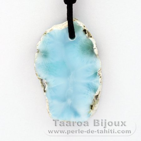 Colar em Algodo e 1 Larimar - 37 x 23 x 6 mm - 10.3 gr