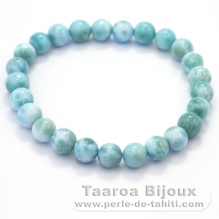 Pulseira de 25 contas de Larimar - 15 cm - 13 gr