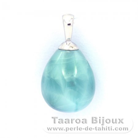 Pingente em Prata e 1 Larimar - 15 x 10.2 mm - 1.88 gr