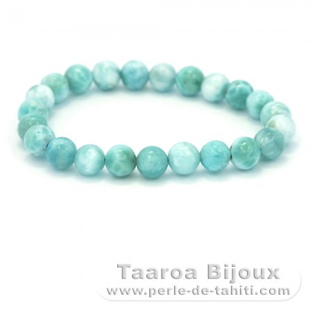 Pulseira de 23 contas de Larimar - 15.5 cm - 15.4 gr