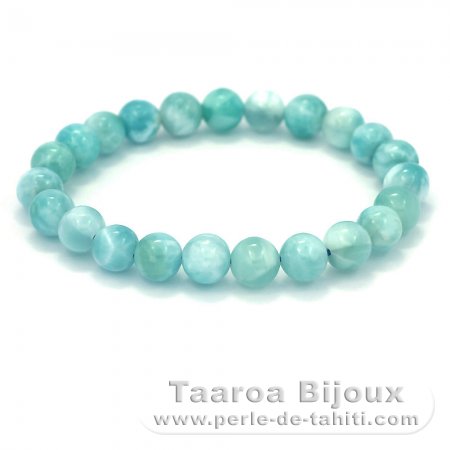 Pulseira de 23 contas de Larimar - 17 cm - 18.3 gr