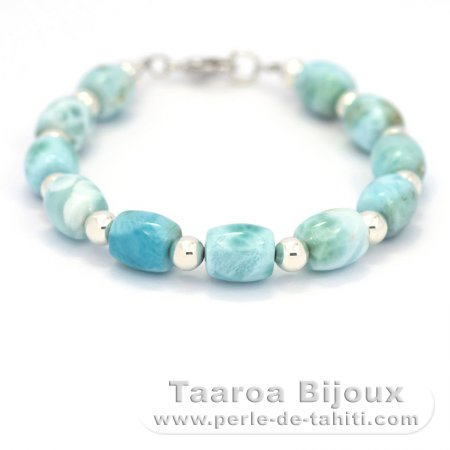 Pulseira de 11 contas de Larimar - 18 cm - 11.6 gr