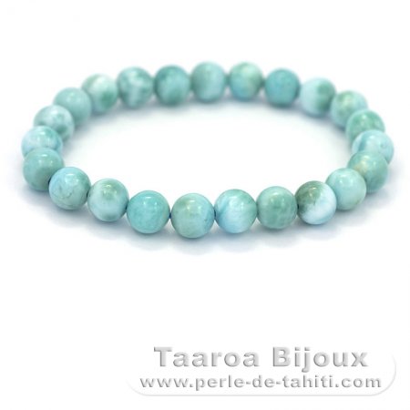 Pulseira de 23 contas de Larimar - 15 cm - 15 gr