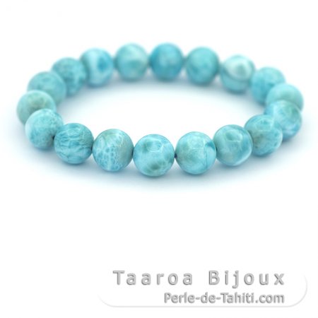 Pulseira de 18 Prolas de Larimar - 11 a 11.2 mm - 16 cm - 35.5 gr