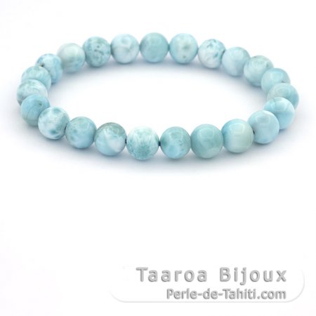 Pulseira de 23 prolas de Larimar - 7.9 a 8.2 mm - 17 cm - 17.7 gr