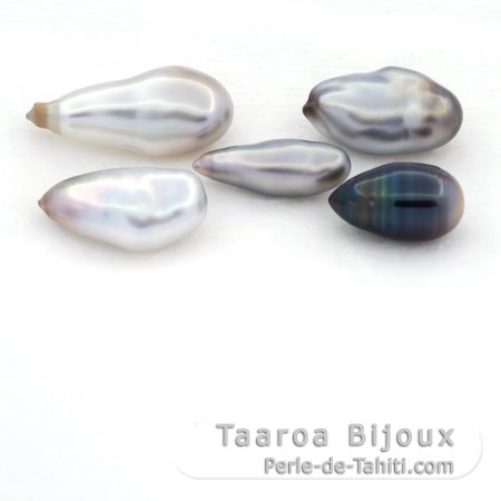 Lote de 5 Keishis do Tahiti -3.4 gr