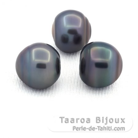 Lote de 3 Prolas do Tahiti Aneladas D de 13.6 a 13.8 mm