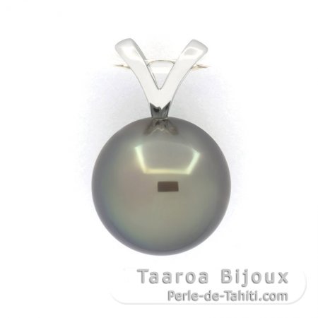 Pingente em Ouro branco 18K e 1 Prola Tahiti Redonda B 10.2 mm