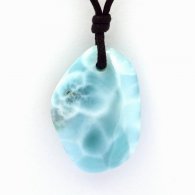 Colar em Algodo e 1 Larimar - 32.2 x 22.4 x 8.9 mm - 9.3 gr