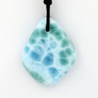 Colar em Algodo e 1 Larimar - 39 x 30 x 7 mm - 13.9 gr