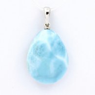 Pingente em Ouro branco 18K e 1 Larimar - 22 x 16.8 x 8.4 mm - 4.8 gr