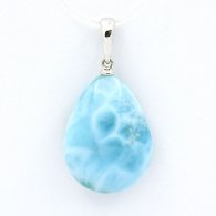 Pingente em Ouro branco 18K e 1 Larimar - 19.5 x 14.5 x 6.9 mm - 2.9 gr