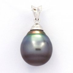 Pingente em Prata e 1 Prola do Tahiti Anelada C 12.8 mm