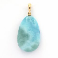 Pingente em Ouro 18K e 1 Larimar - 26.7 x 17 x 7.4 mm - 5.75 gr