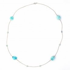 Colar em Prata, Topzio azul e 4 Larimar - 8.6 gr