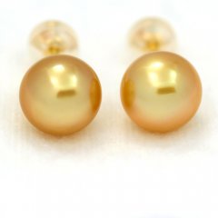 Brincos em Ouro 18K e 2 Prolas do Australia Semi-Barrocas B e C 8.8 mm