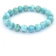 Pulseira de 20 prolas de Larimar - 9.5 a 9.8 mm - 16 cm - 26.2 gr