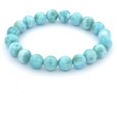 Pulseira de 20 prolas de Larimar 9 a 9.5 mm - 15 cm - 22.5 gr