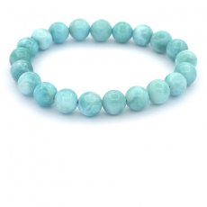 Pulseira de 21 prolas de Larimar - 8.5 a 8.8 mm - 15.5 cm - 19.5 gr