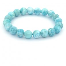 Pulseira de 20 perlas de Larimar 9 a 9.4 mm - 15 cm - 21.8 gr