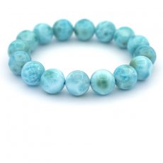 Pulseira de 16 prolas de Larimar - 13 a 13.2 mm - 17 cm - 52 gr