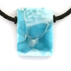 Colar em Couro e 1 Larimar - 33 x 25 x 10 mm - 19 gr