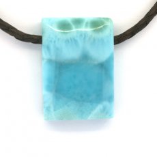 Colar em Couro e 1 Larimar - 32 x 23 x 9 mm - 15.5 gr