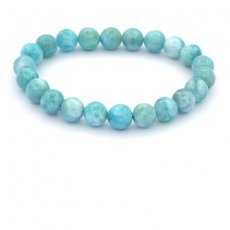 Pulseira de 22 prolas de Larimar - 8 a 8.4 mm - 15.5 cm - 17.8 gr