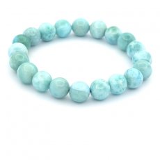 Pulseira de 20 prolas de Larimar 9 a 9.5 mm - 15 cm - 22.1 gr