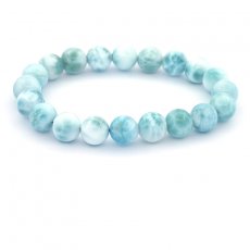 Pulseira de 20 prolas de Larimar - 9.5 a 9.7 mm - 16 cm - 25.8 gr