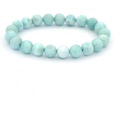 Pulseira de 21 prolas de Larimar - 8.5 a 8.8 mm - 16 cm - 19.5 gr