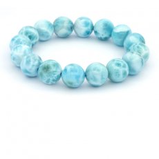 Pulseira de 16 prolas de Larimar - 12.7 a 13 mm - 18 cm - 50.9 gr