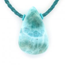 Colar em Algodo e 1 Larimar - 35.5 x 22 x 10 mm - 13.3 gr